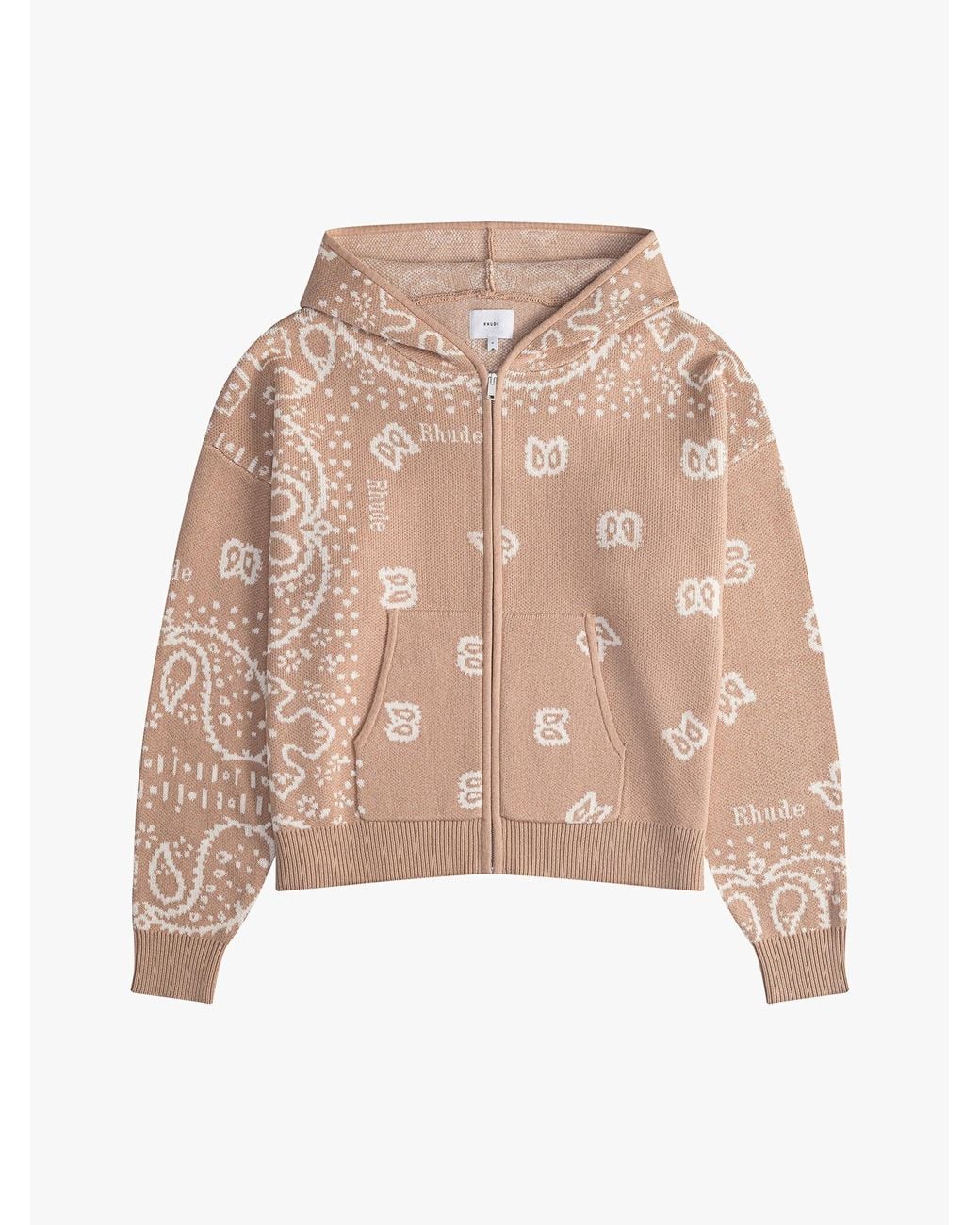 Rhude Natural Cashmere Blend Bandana Knit Hoodie Clothing for men