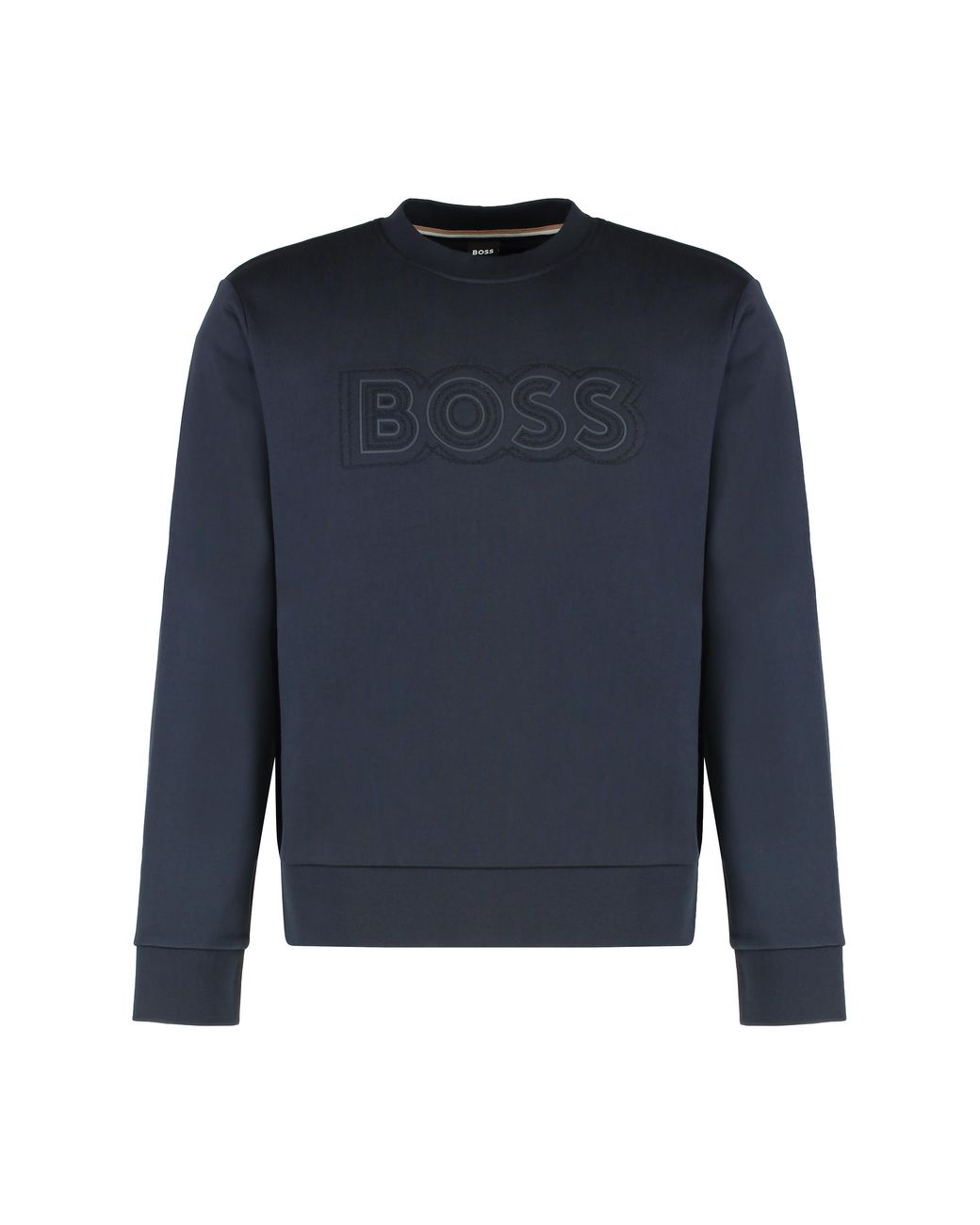 Boss Blue Logo Detail Cotton Sweatshirt Sweatshirts for men