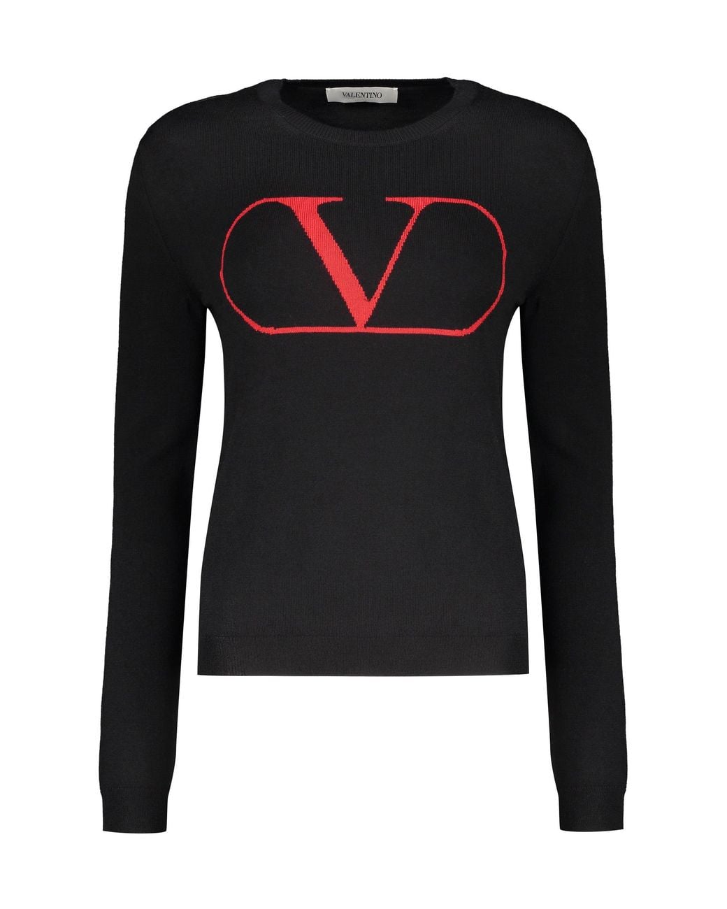 Valentino Black Wool Crewneck Sweater