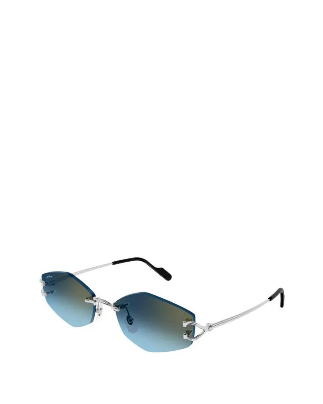 Cartier Blue Rimless Geometric-Frame Sunglasses
