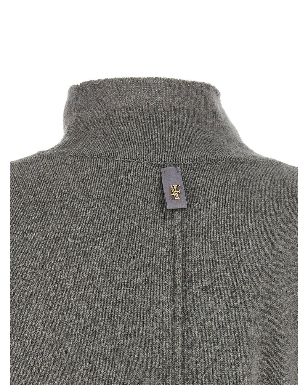 Alberta Ferretti Gray Central-Stitched Cashmere-Blend Sweater