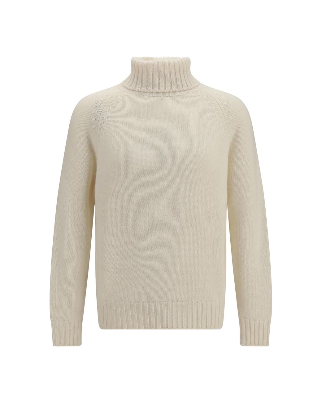 Umit Benan White Milano Cashmere Turtleneck Sweater Kashmir/Capra Hircus for men