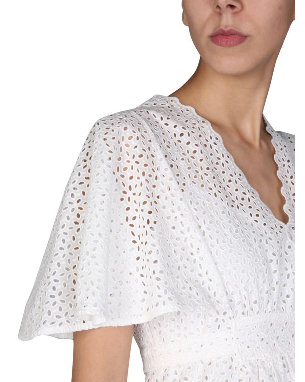 Anna Molinari White Embroidered Dress Cotton
