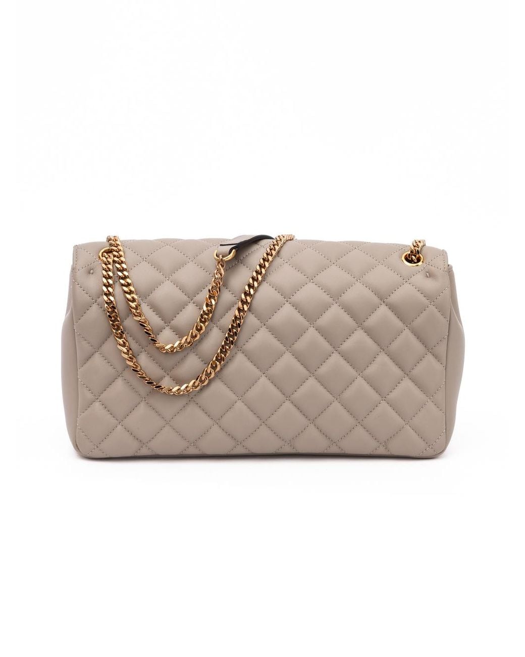 Versace Natural Taupe Quilted Leather Shoulder Strap Bag