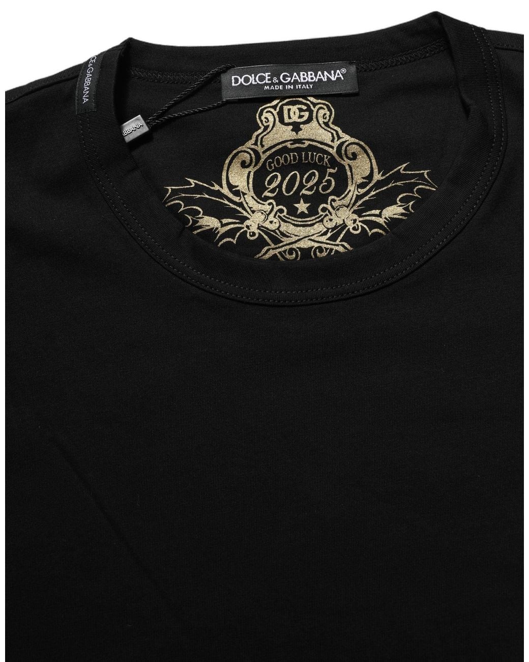 Dolce & Gabbana Black Dolce & Gabbana Logo-Embroidered Cotton T-Shirt