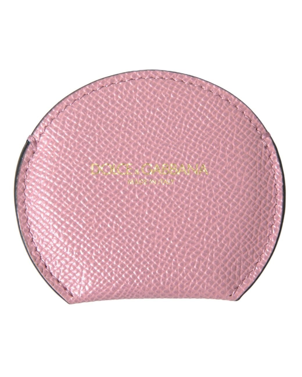 Dolce & Gabbana Pink Elegant Leather Hand Mirror Holder