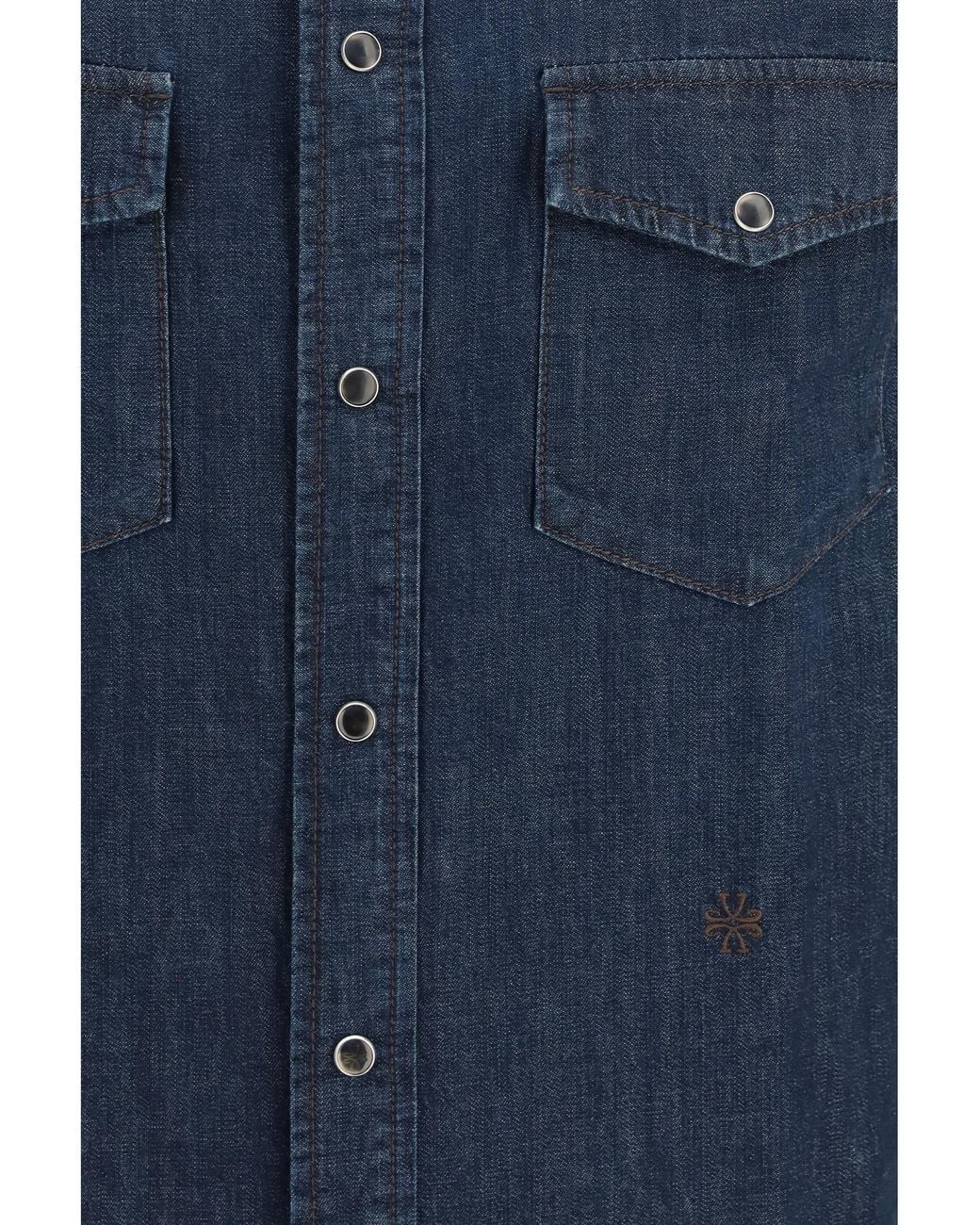 Jacob Cohen Blue R2 Western Cotton-Denim Shirt for men