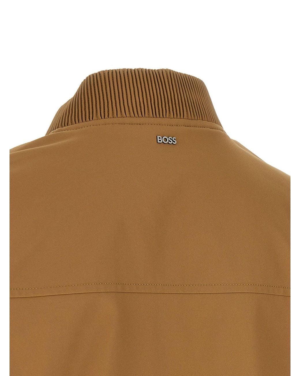 Boss Brown Textured Sleeve Bomber Jacket