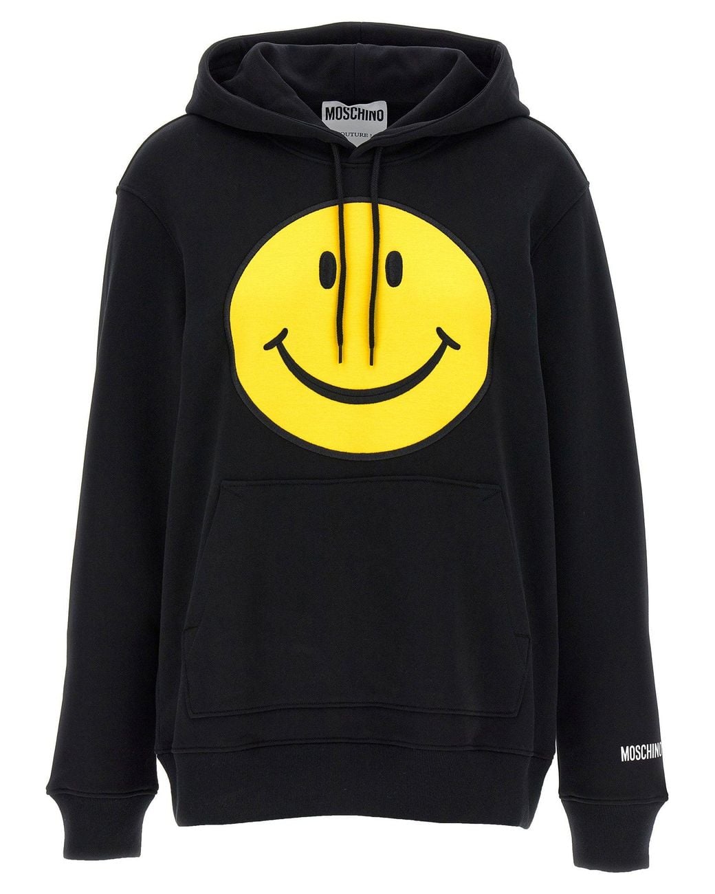 Moschino Blue Smiley-Embroidered Cotton Hoodie