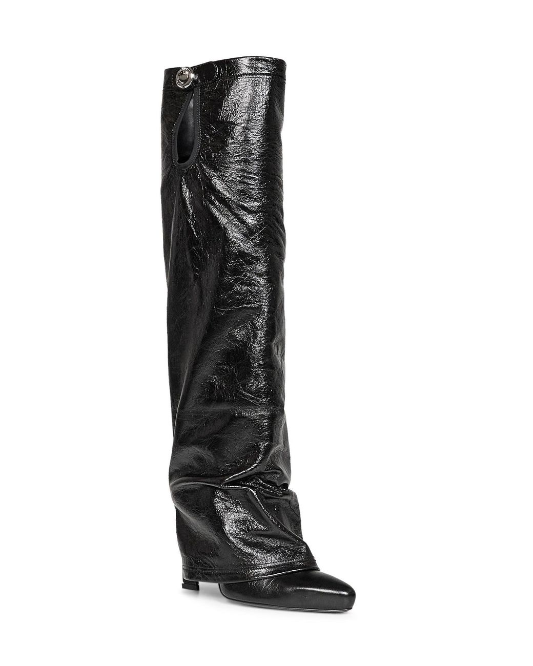 The Attico Black Crackled Leather "Leon" High Boots