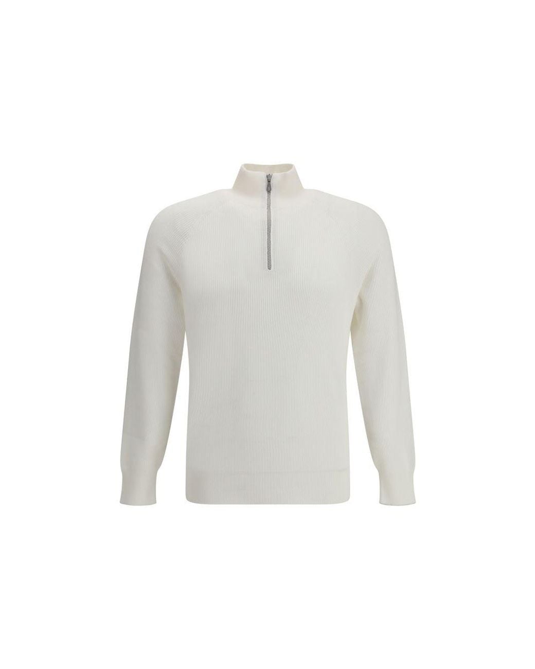 Brunello Cucinelli White Cotton Sweatshirt for men