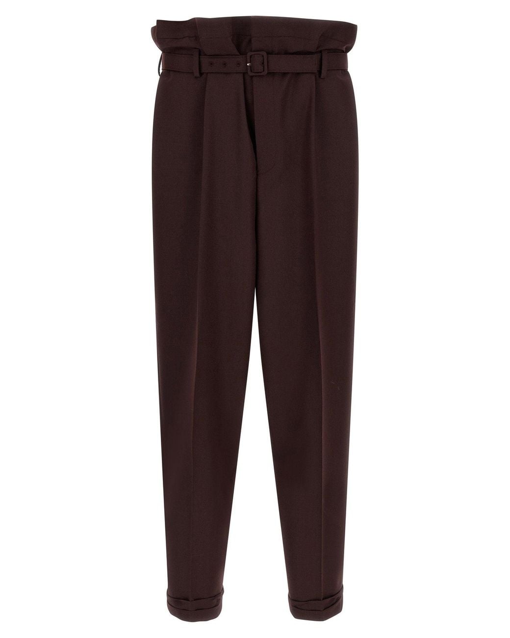 Saint Laurent Brown Paper-Bag Waist Trousers for men