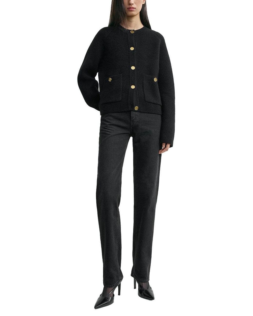 Totême Black Hammered Button Cardigan