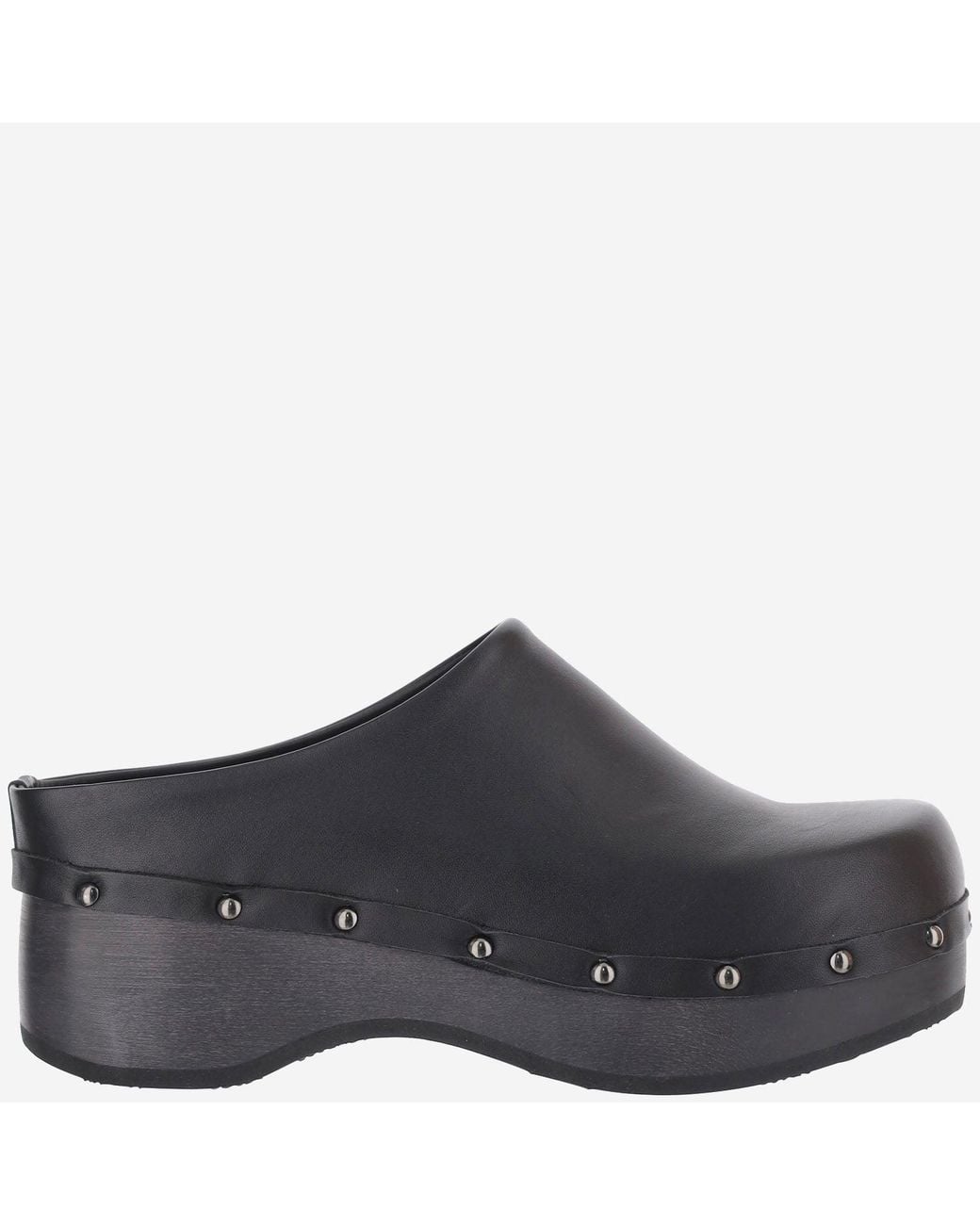 Scholl Gray Clogs Pescura Naima Studded Leather And Rubber Flat Shoes