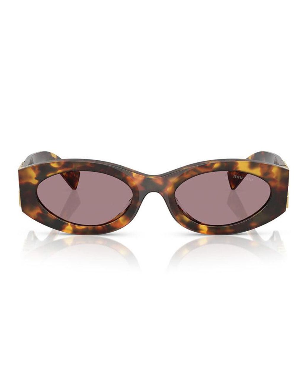 Miu Miu Brown Sunglasses Oval Full Rim, Honey Havana Frame And Light Lens Mu11Ws14L20I