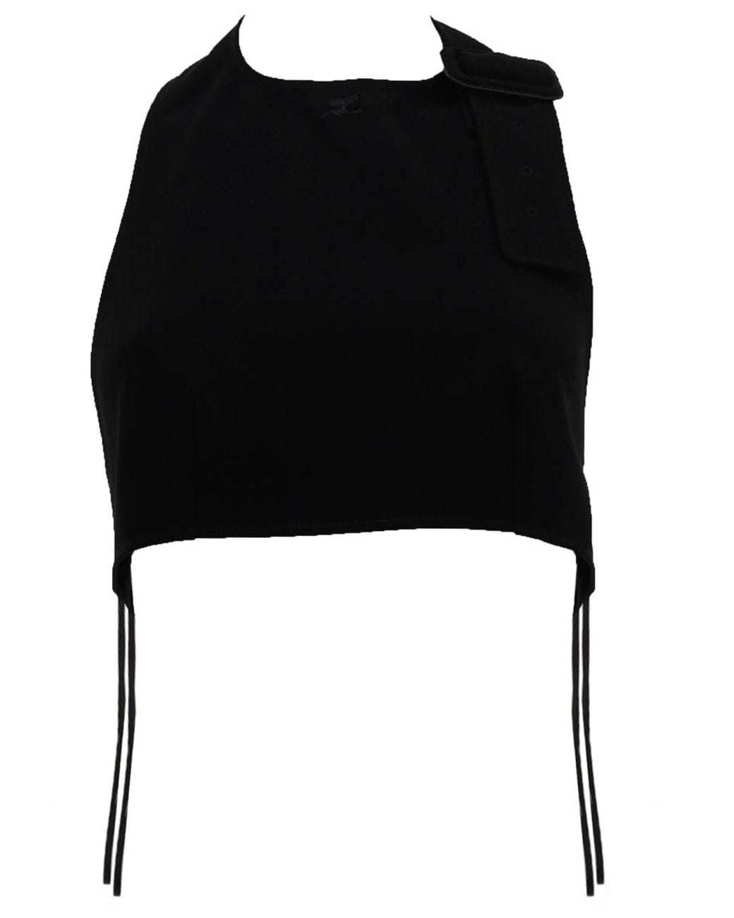 Courreges Black Cropped Top Open Back Polyester Tops