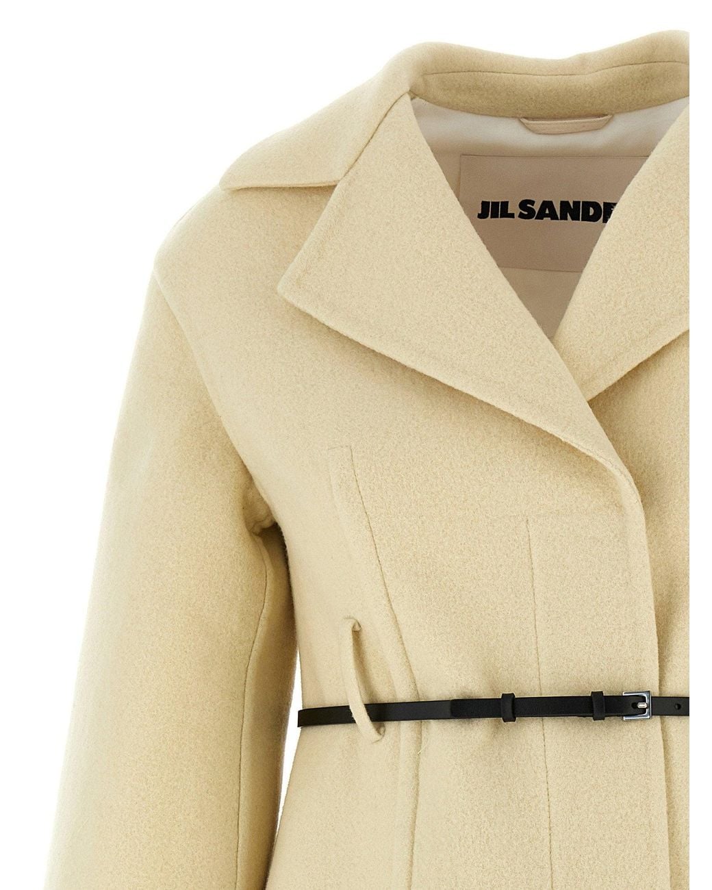 Jil Sander Natural Virgin Wool Felt Coat