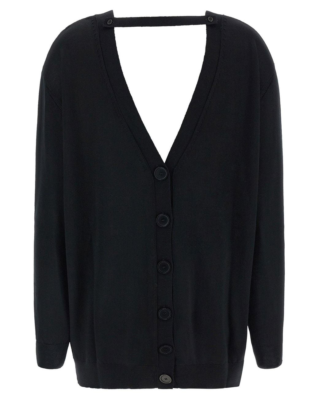 Nude Blue Deep V-Neck Wool Cardigan