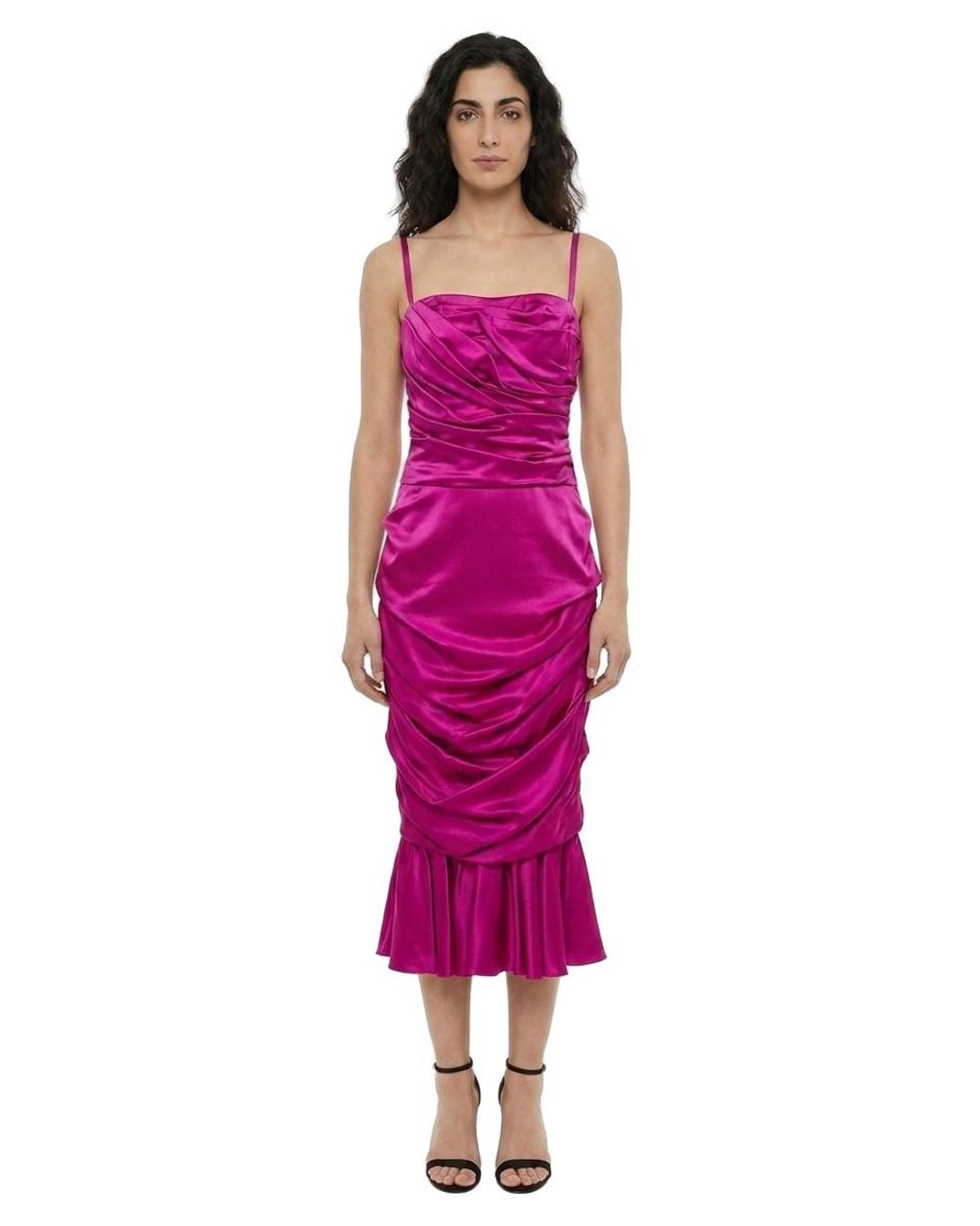 Dolce & Gabbana Pink Dolce & Gabbana Ruched Silk Dress