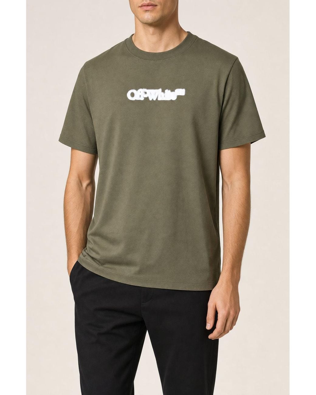 Off-White c/o Virgil Abloh Green Winter Moss Cotton Slim Shirt for men