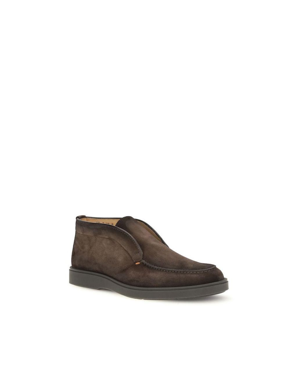Santoni Brown Calf Leather Bos Taurus Ankle Boots for men
