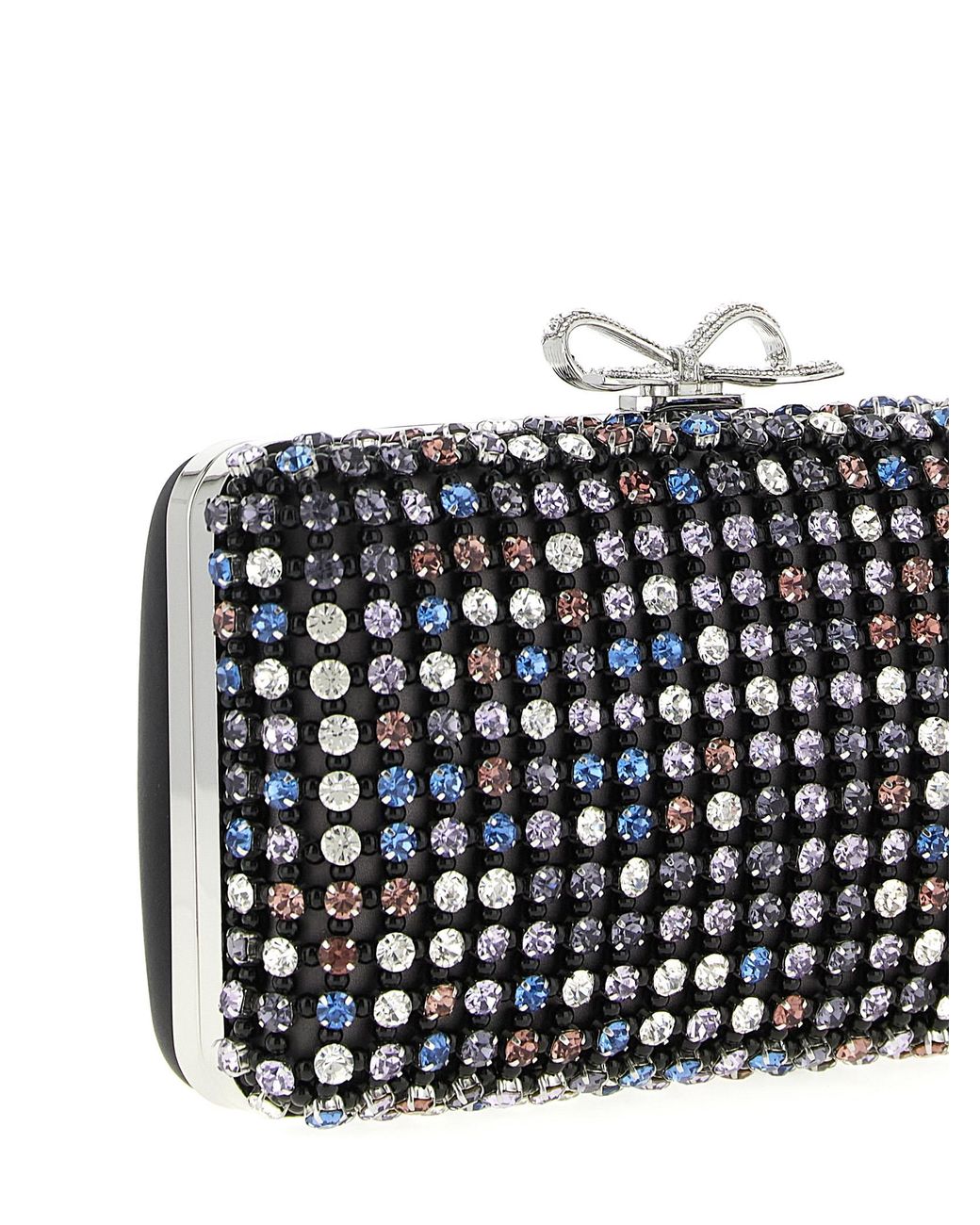 Self-Portrait Black Polyester Clutch Bag