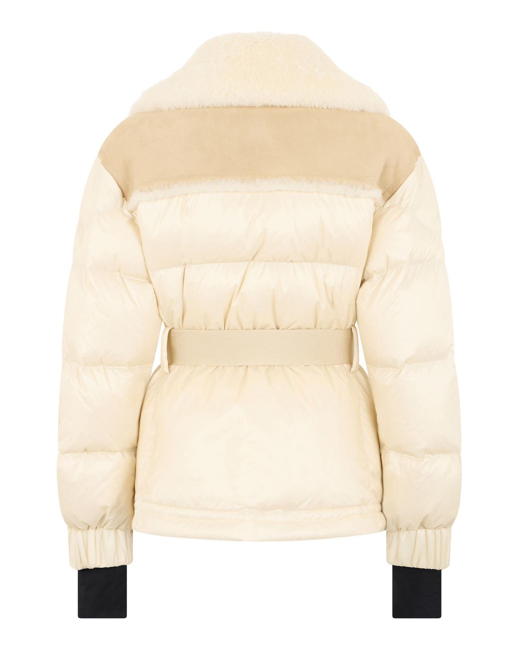 Moncler Natural Puffer Jacket Alvernia Shearling Belt Polyamide