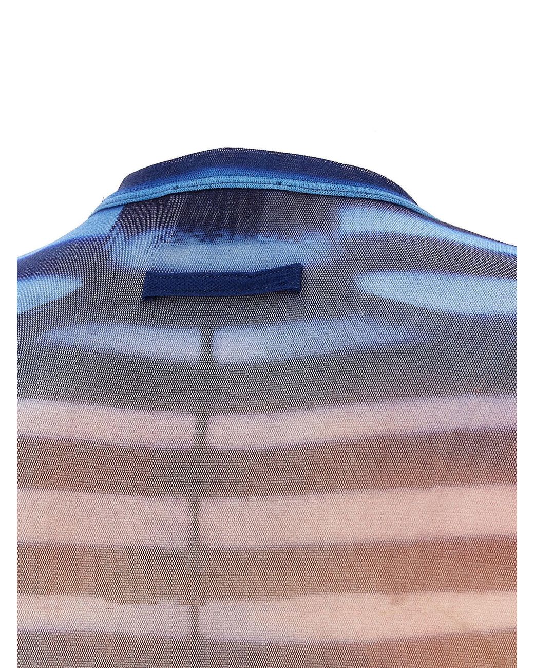 Jean Paul Gaultier Blue Air Print Stretch Tulle Top