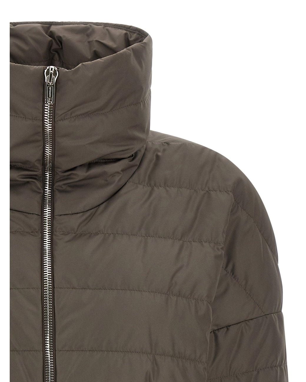 Rick Owens Gray Cropped Quilted Goose Down Down Jacket