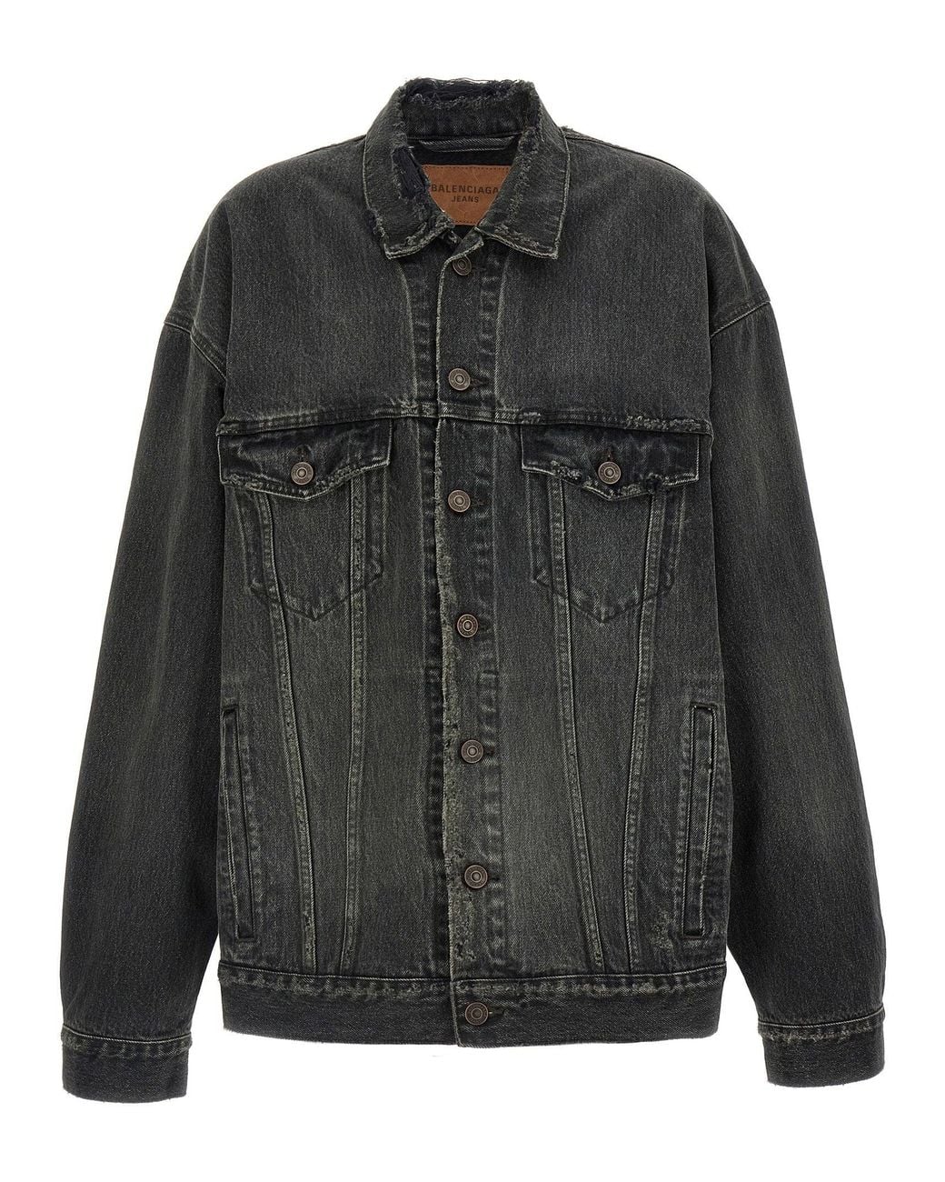 Balenciaga Black Used-Effect Denim Jacket