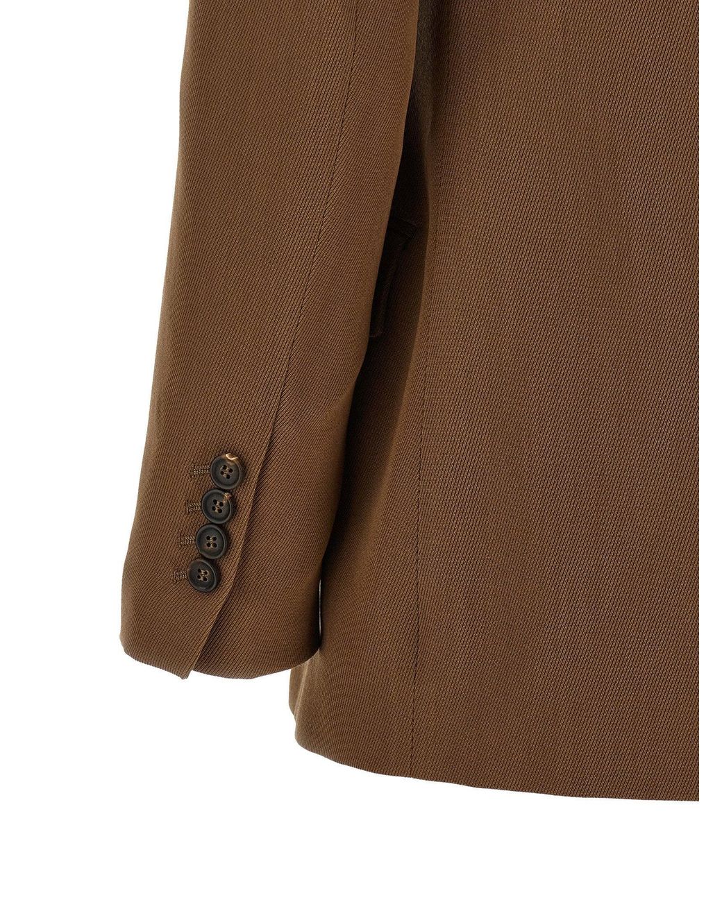 Brunello Cucinelli Brown Double-Breasted Virgin Wool Blazer