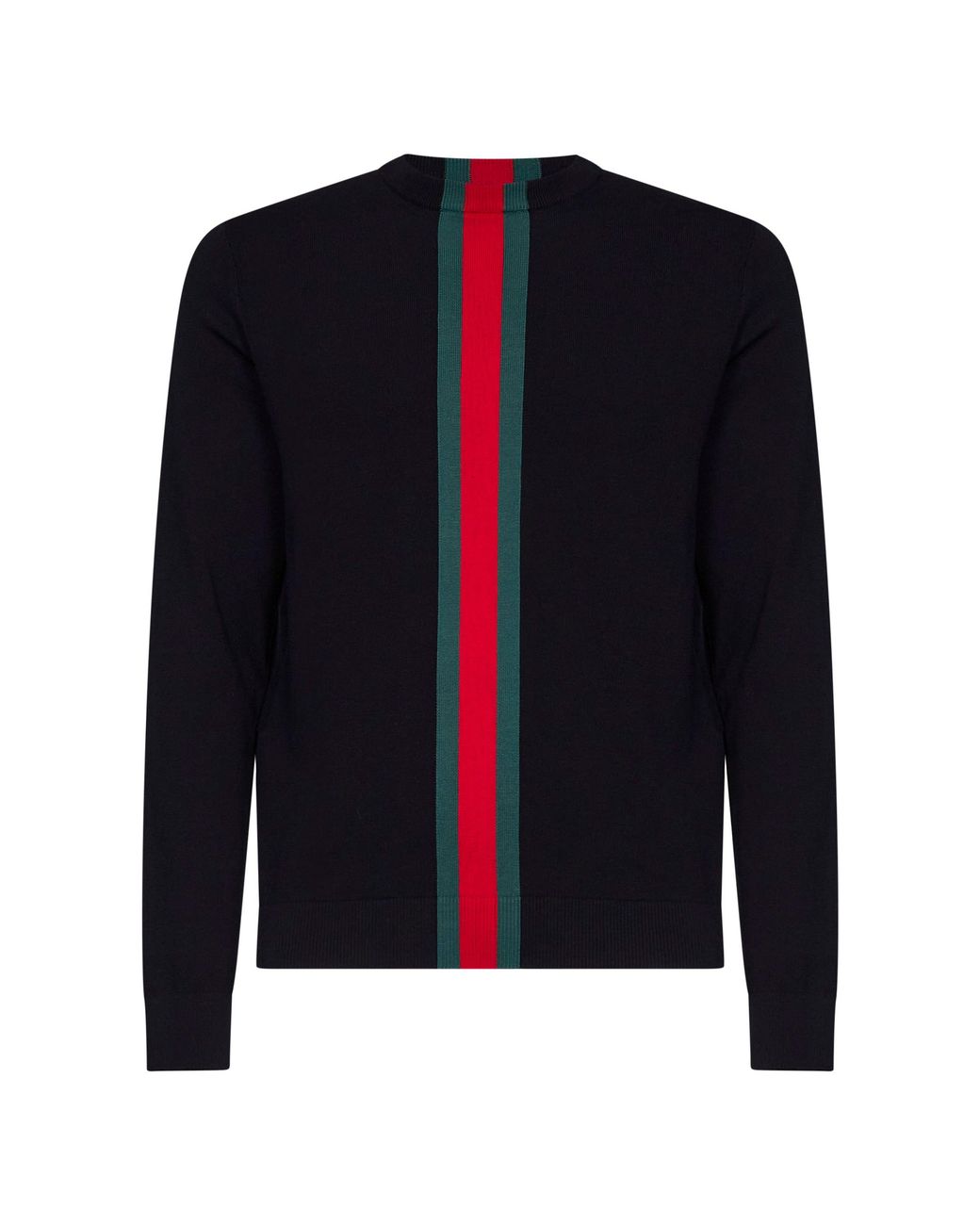 Gucci Blue Dark Cotton Knit Sweater With Web Intarsia for men