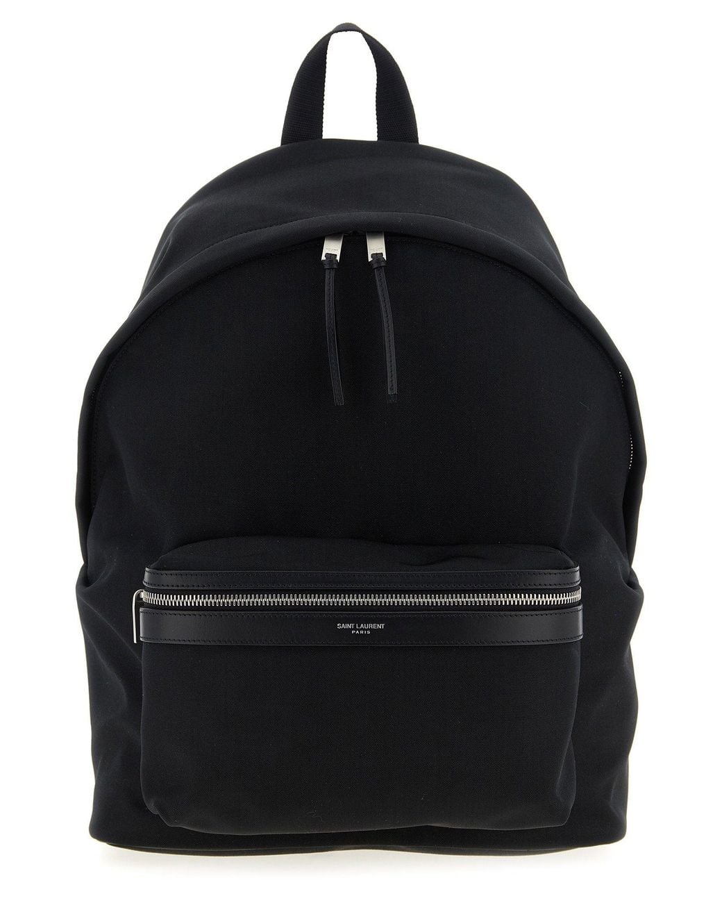 Saint Laurent Black Technical Fabric With Leather Details Backpack