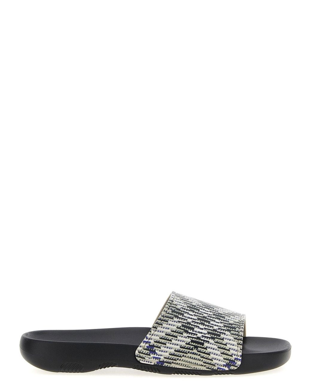Burberry White Dive Check Sandals
