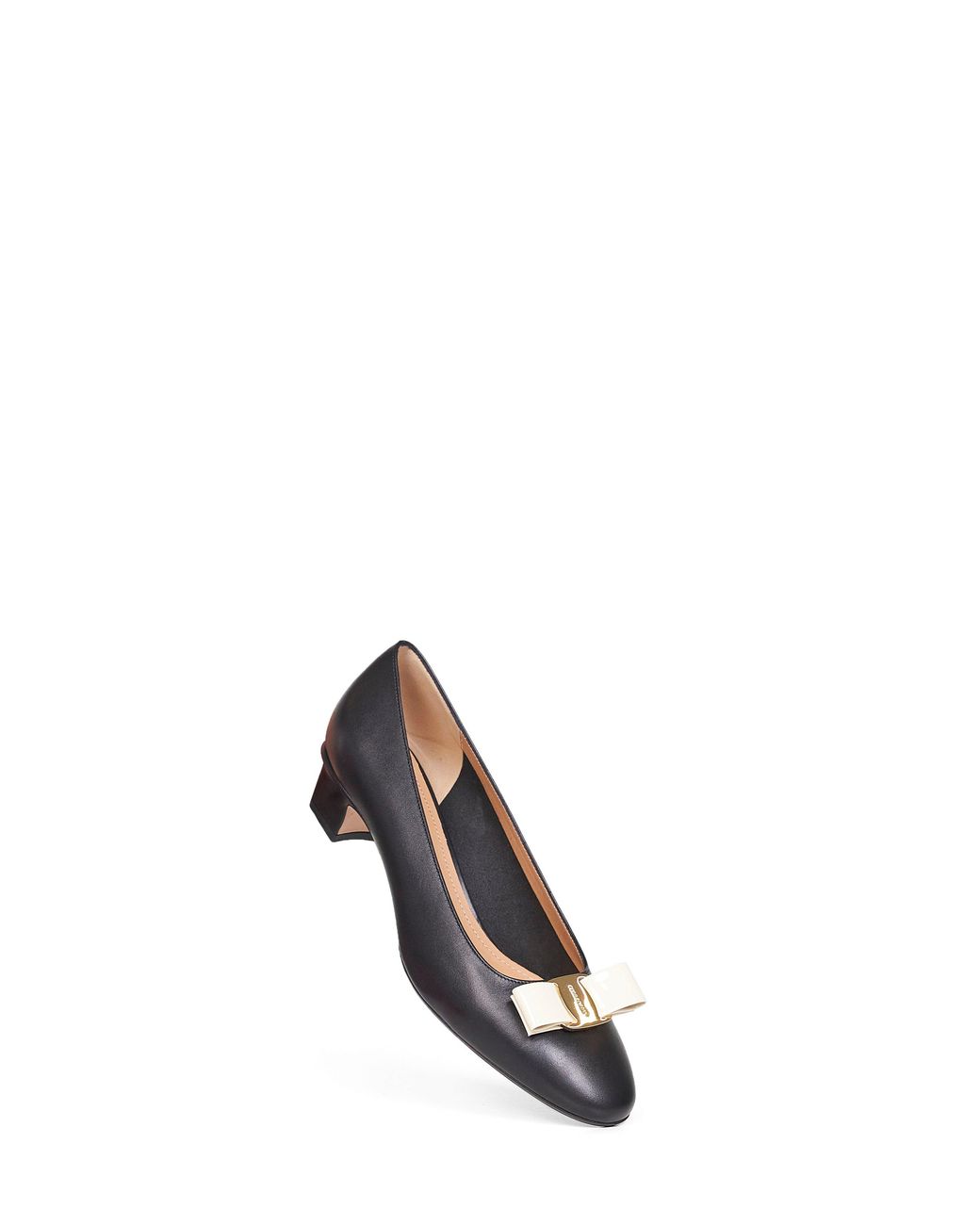 Ferragamo White And Mascarpone Leather Vara Bow Pumps Calf Ballerina Shoes