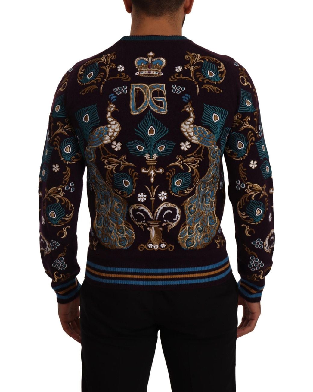 Dolce & Gabbana Black Cashmere Dg Crown Embroidered Sweater Clothing for men
