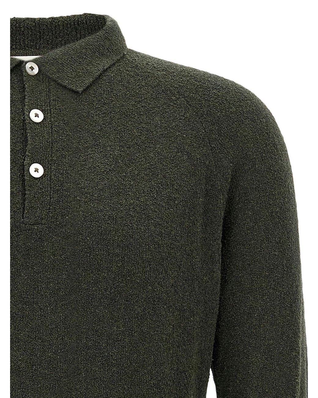 Ma'ry'ya Green Bouclé Cotton Polo for men