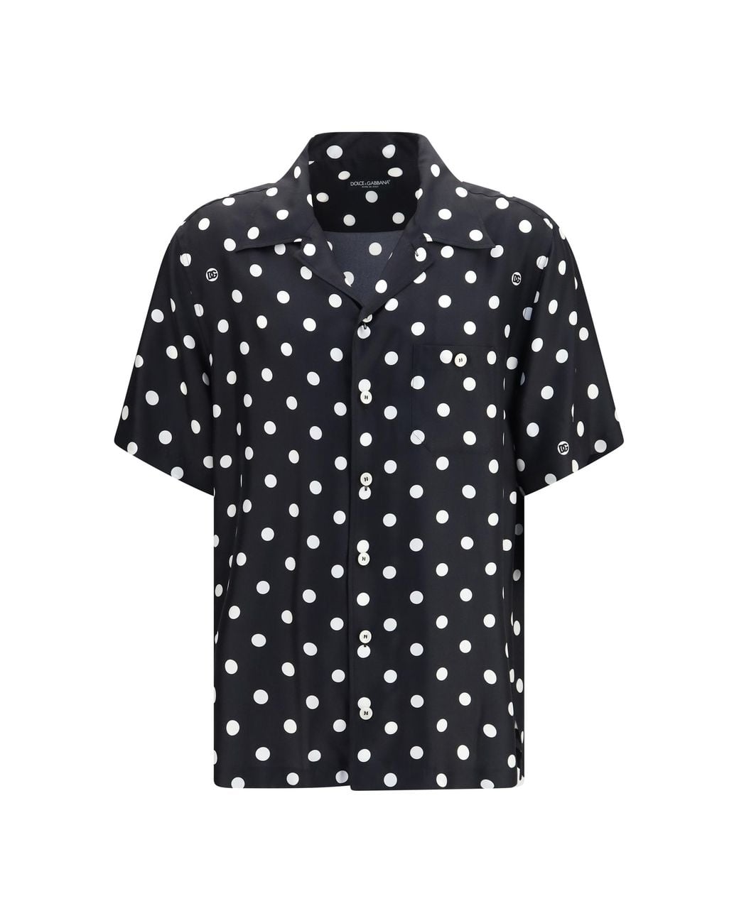 Dolce & Gabbana Black Polka Dot Silk Twill Shirt for men