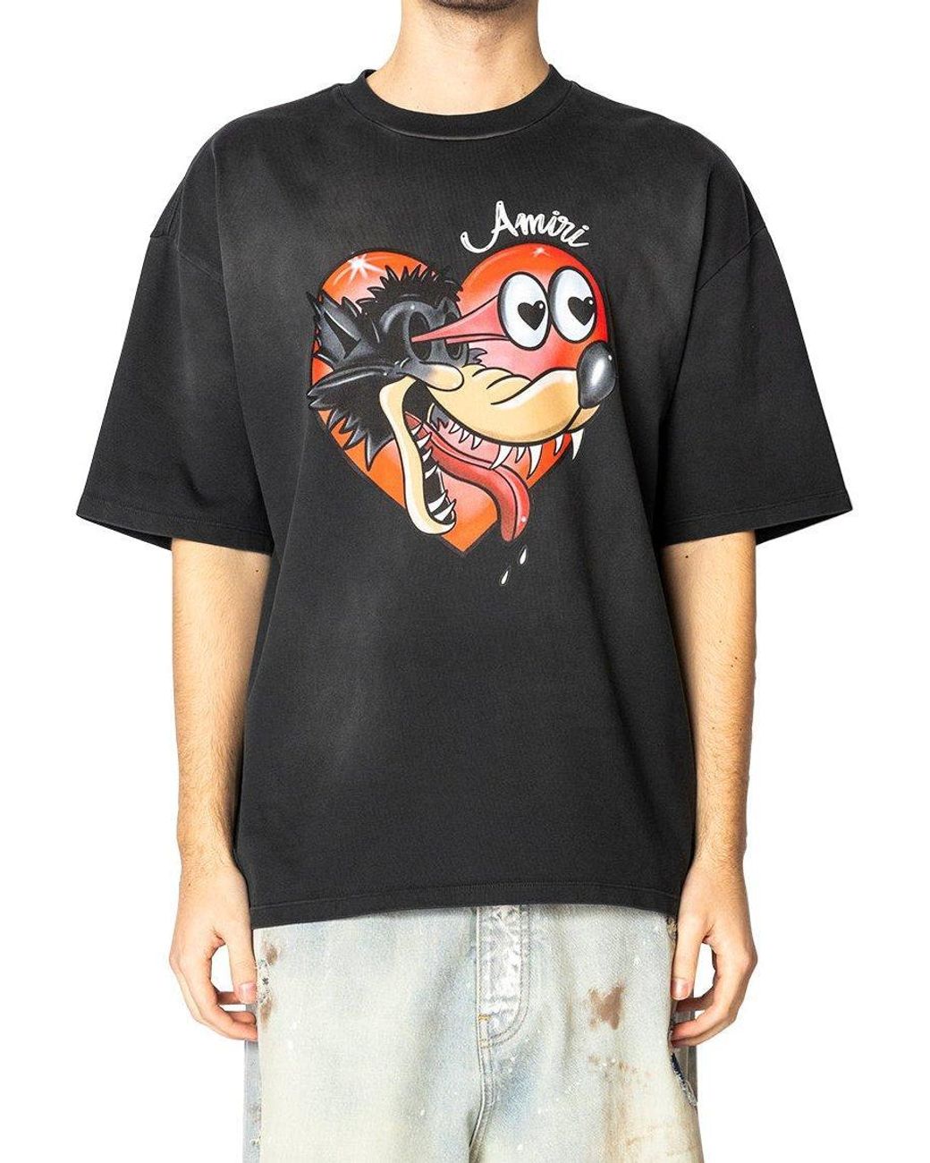 Amiri Hopeless Romantic Crew Neck T-Shirt in Black for Men