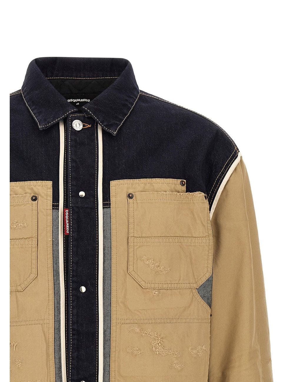 DSquared² Blue Hybrid Denim And Canvas Jacket for men