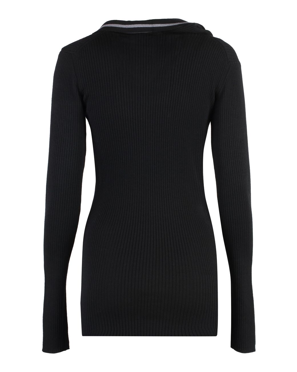 Y. Project Black Knit Dress With Half Zip And V-Neck For