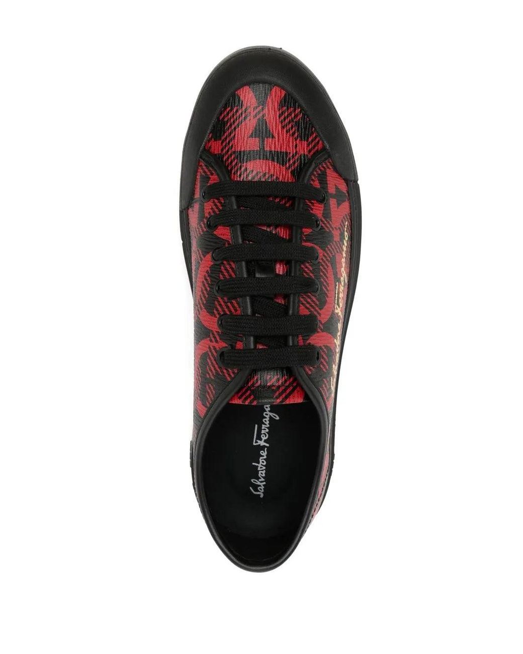 Ferragamo Red Gancini Logo-Top Sneakers for men