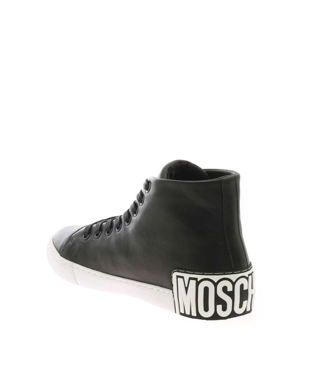 Moschino Black Vulc 25 Logo Mid-Top Sneakers Shoes for men