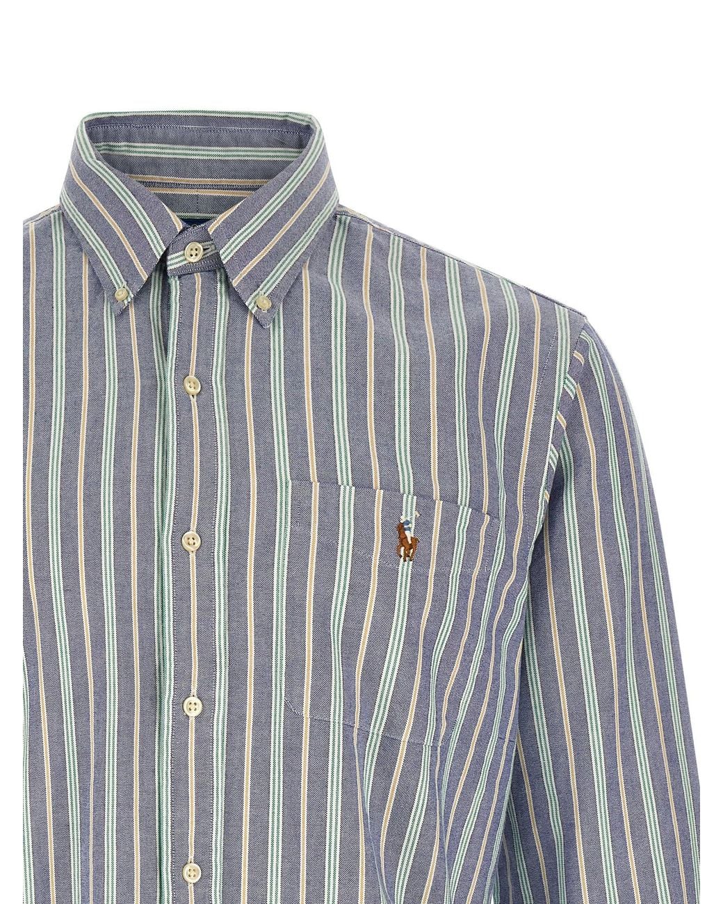 Polo Ralph Lauren Blue Striped Cotton Shirt for men