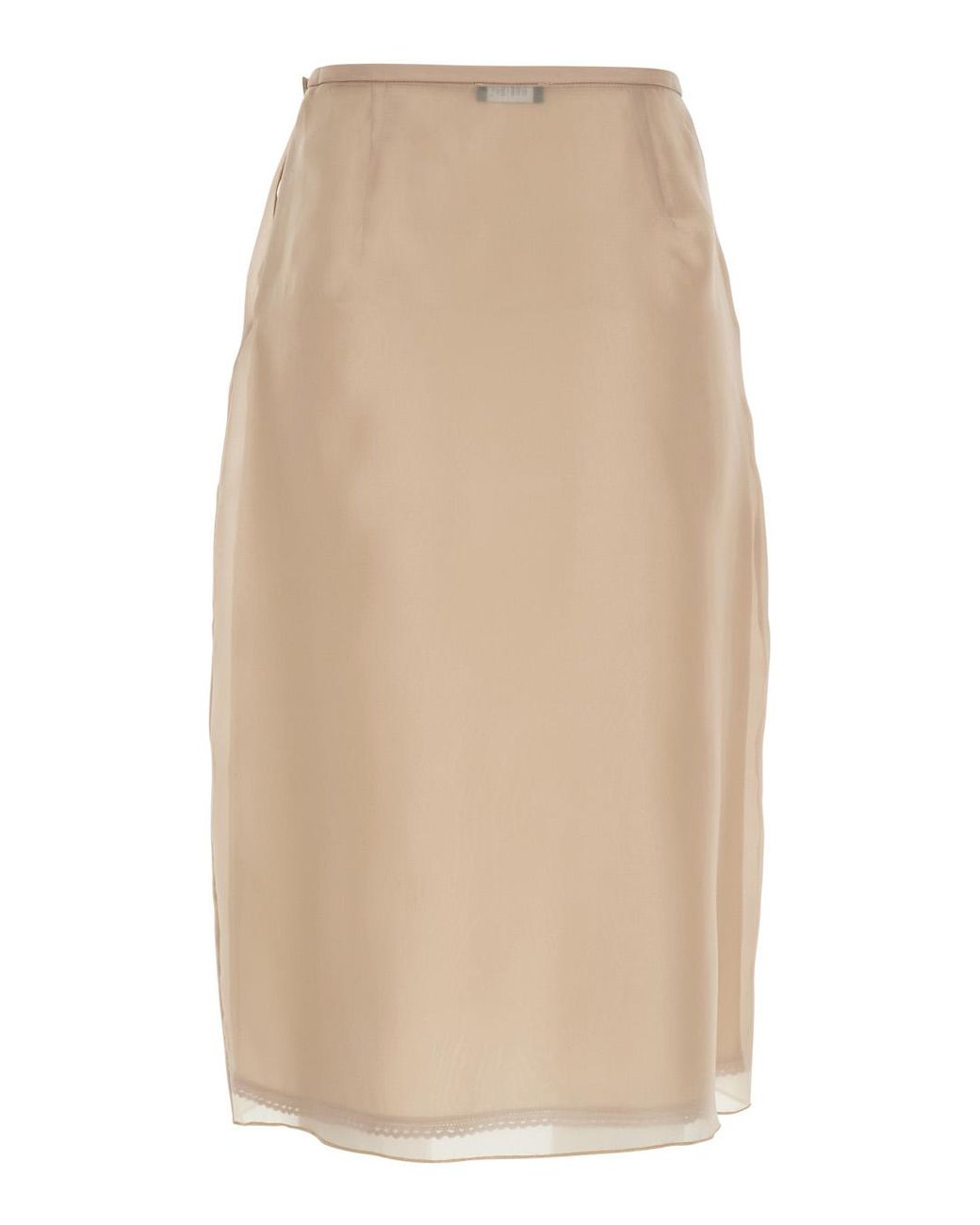 Le Plain Natural Tech Fabric Layered Design Midi Skirt For Polyester