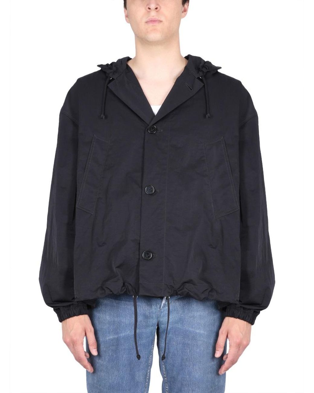 Bottega Veneta Black Jacket With Pouch Handbag for men
