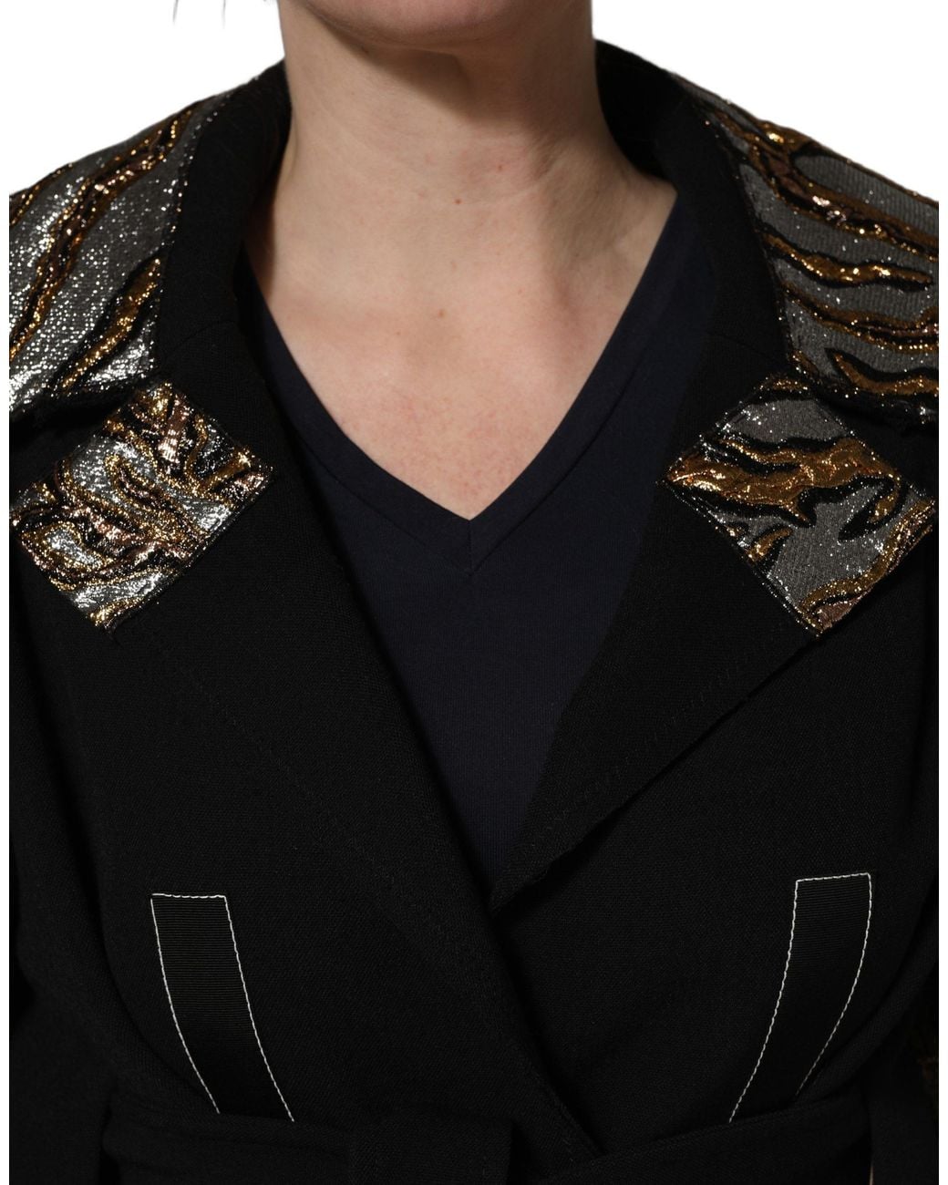 Dolce & Gabbana Black Single-Breasted Brocade Coat Jacket Clothing