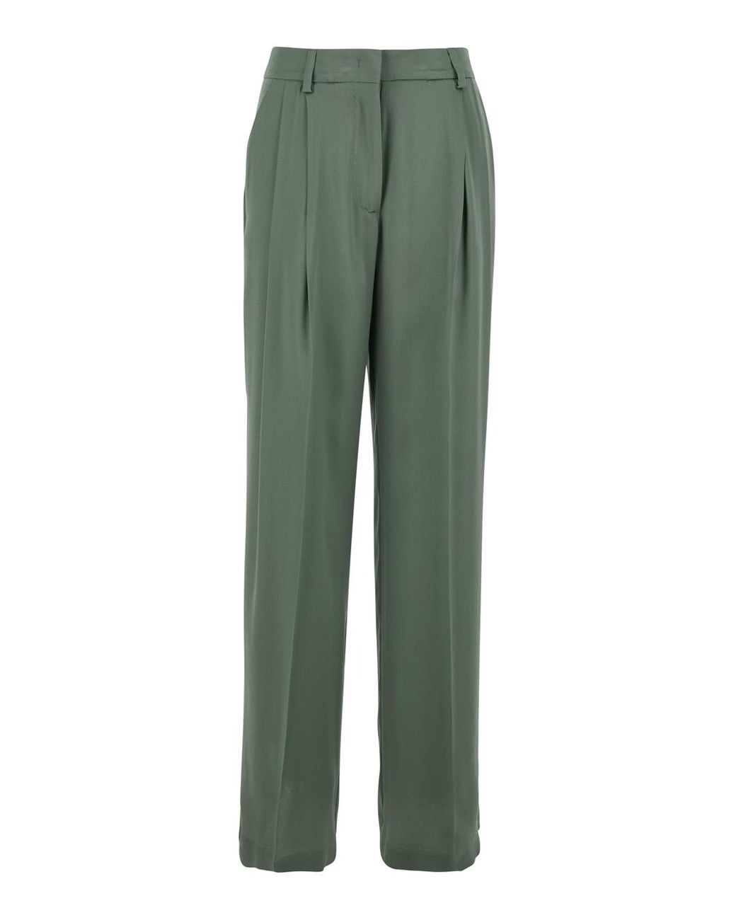 Semicouture Green Pants With Front Pleats And Hidden Closure