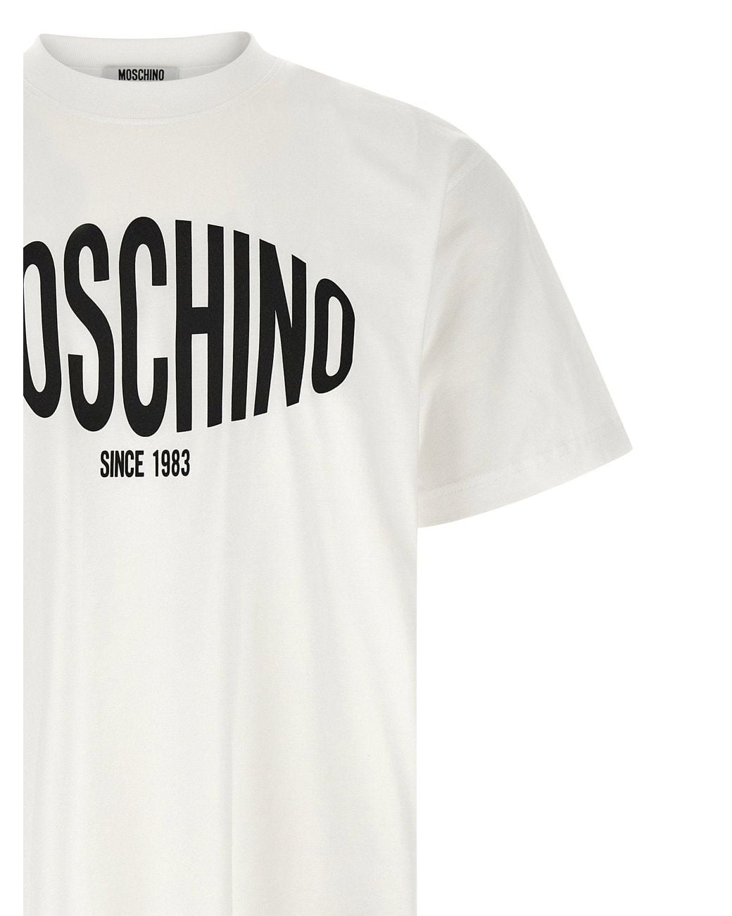 Moschino White Logo-Print Cotton T-Shirt for men