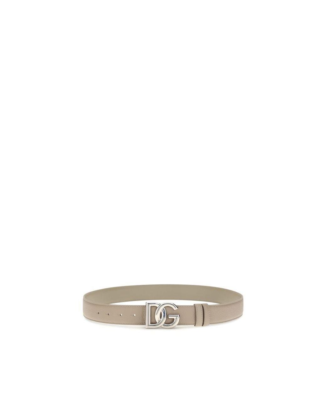 Dolce & Gabbana Natural Beige Calf Leather Bos Taurus Regular Belt for men